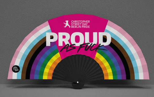 Bild der Fächer Sonderedition "Proud af" im Design des Berliner CSD e.V.