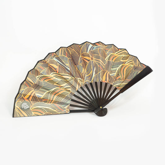 Bild Handfächer Art déco Design Goldene Wellen